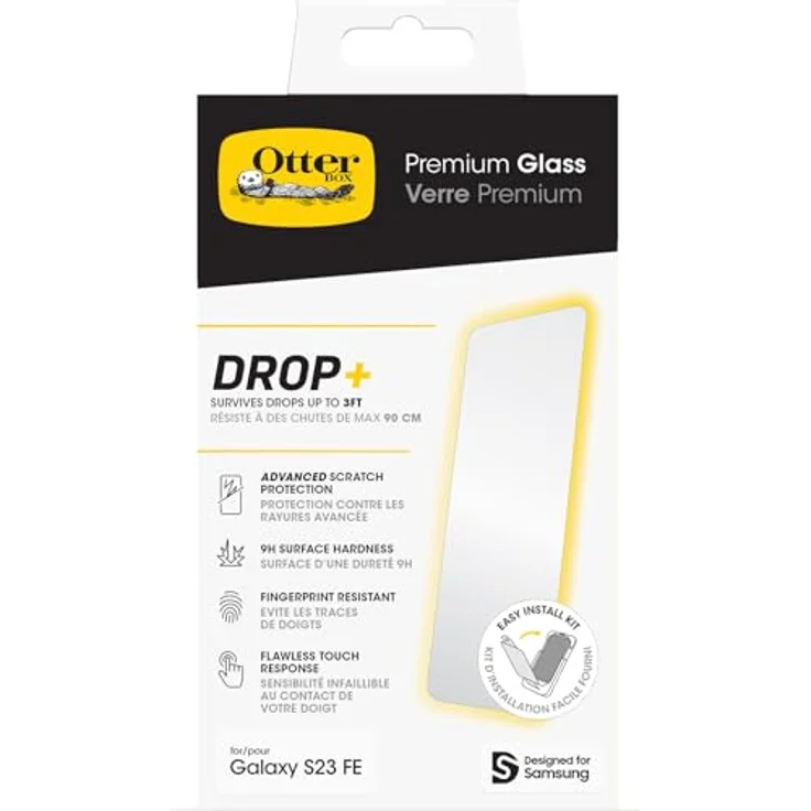 OtterBox Premium Glass Displayschutz für Samsung Galaxy S23 FE, gehärtetes Glas, ultradünn, bruchsicher, antimikrobieller Schutz, fingerabdruckresistent – Bild 1
