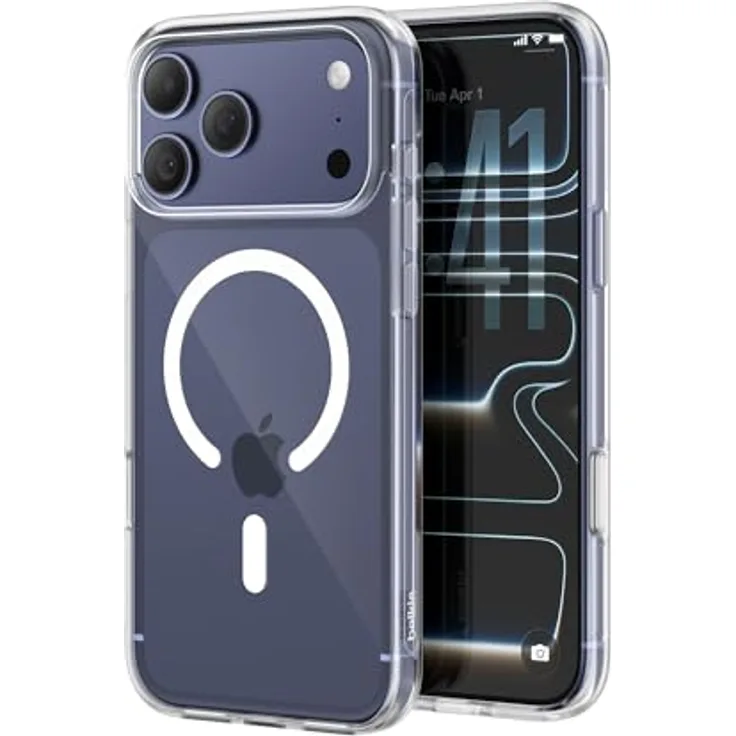 Belkin SheerForce Clear Schutzhülle für iPhone 17 Pro Max, transparente Hülle mit Sturzschutz bis 4 Meter, kabelloses Laden und kratzfester Oberfläche