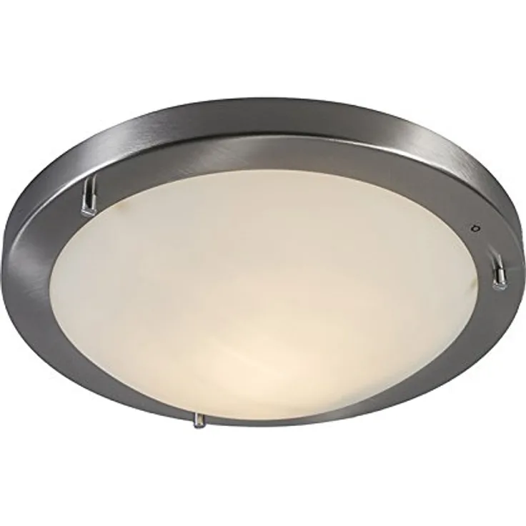 Qazqa - Design Moderne Außen Deckenleuchte Stahl Silber nickel matt IP44 - Yuma 31 - LED geeignet E27