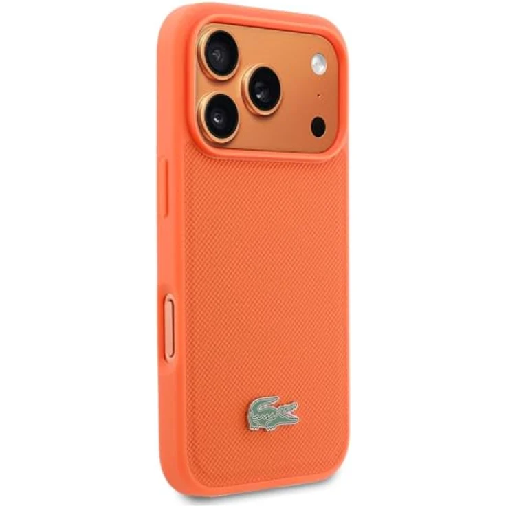 CG MOBILE Lacoste Petit Pique Lack Logo Hülle für iPhone 17 Pro, MagSafe-kompatibel, orange, aus Kunstleder/TPU/PC – Bild 4