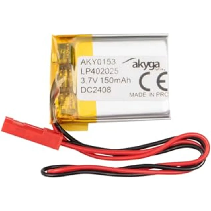 Akyga Li-Po Akku LP402025 AKY0153, 3.7V 150mAh, mit PCM und JST 2-Pin Stecker (150mm), Silber – Bild 1