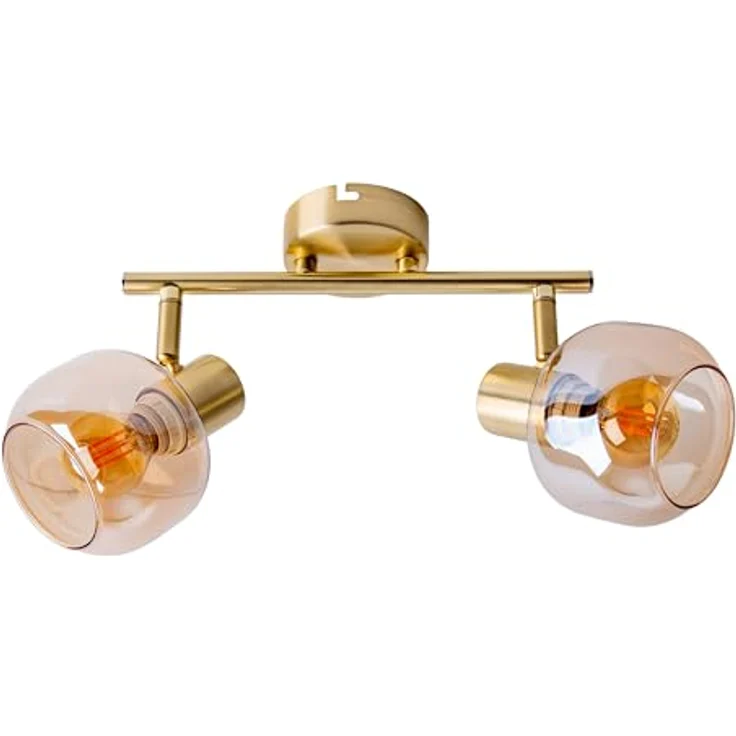 Näve Leuchten - 4er Spot/Deckenleuchte Libby - Deckenlampe aus Metall und getöntem Glas - Für Esszimmer, Wohnzimmer, Diele oder Büro - Messing/Amber/Gold, 40 cm – Bild 1