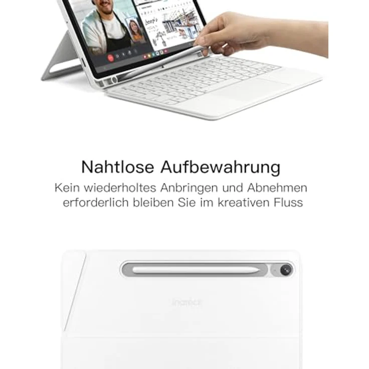 Inateck Hülle mit Tastatur für Samsung Galaxy Tab S10 Lite/S10 FE/S9 FE/S9, Abnehmbarer Hoch-/Querformat Ständer mit Touchpad, QWERTZ, Doppel-S-Pen-Halterung, AceTouch N0064 – Bild 6