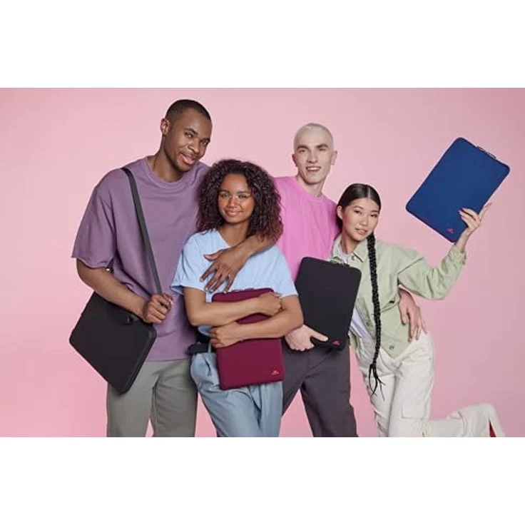 Rivacase vertikale Laptophülle Sleeve, wasserabweisende und ultraleichte Notebooktasche für Laptops bis 15,6 Zoll, stoßfest, schwarz – Bild 5