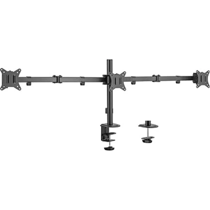 Gembird MA-D3-01, Verstellbarer Befestigungsarm für 3 Bildschirme (17"-27"), Schwarz, bis zu 7 kg, Dreh-, Neige- und Schwenkfunktion