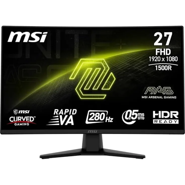 MSI MAG 274CXF, 27 Zoll Curved Gaming Monitor mit 280 Hz und Full HD, 0,5 ms Reaktionszeit, AMD FreeSync Premium