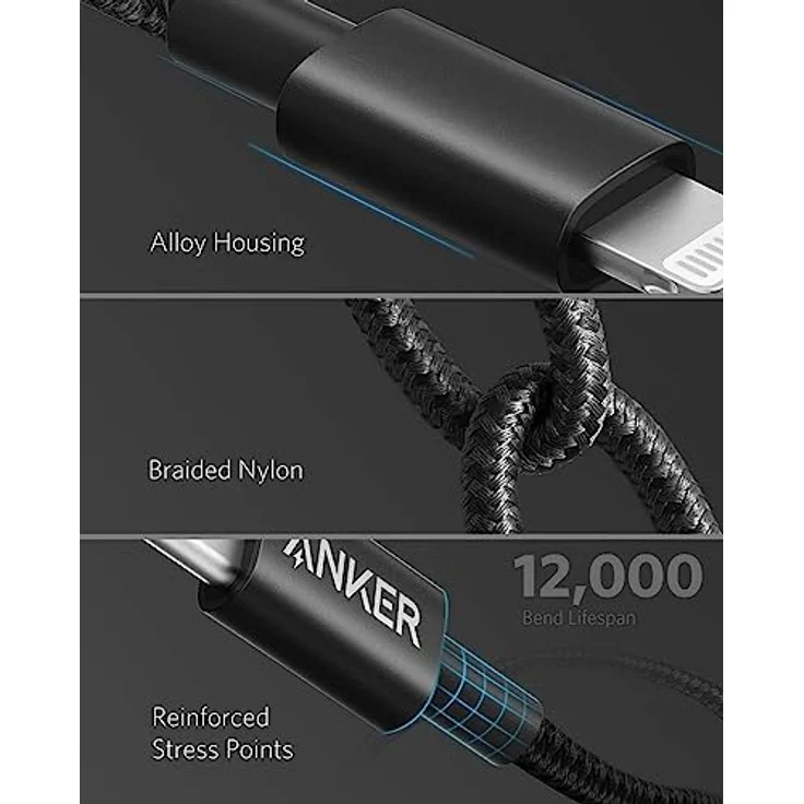 Anker USB C auf Lightning Kabel, New Nylon USB-C auf Lightning Ladekabel, 1 Meter lang, MFi-Zertifiziert, für iPhone SE/11 Pro/X/XS/XR / 8 Plus/AirPods Pro, Unterstützt Power Delivery - Preisvergleich – Bild 5