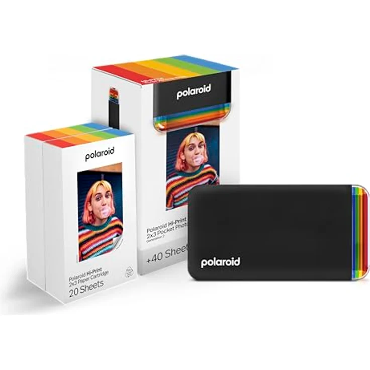 Polaroid Bundle Hi-Print+Paper - 2nd Generation - Bluetooth-verbundener 2x3 Pocket Photo- und Dye-Sub-Drucker - Schwarz - Preisvergleich – Bild 1