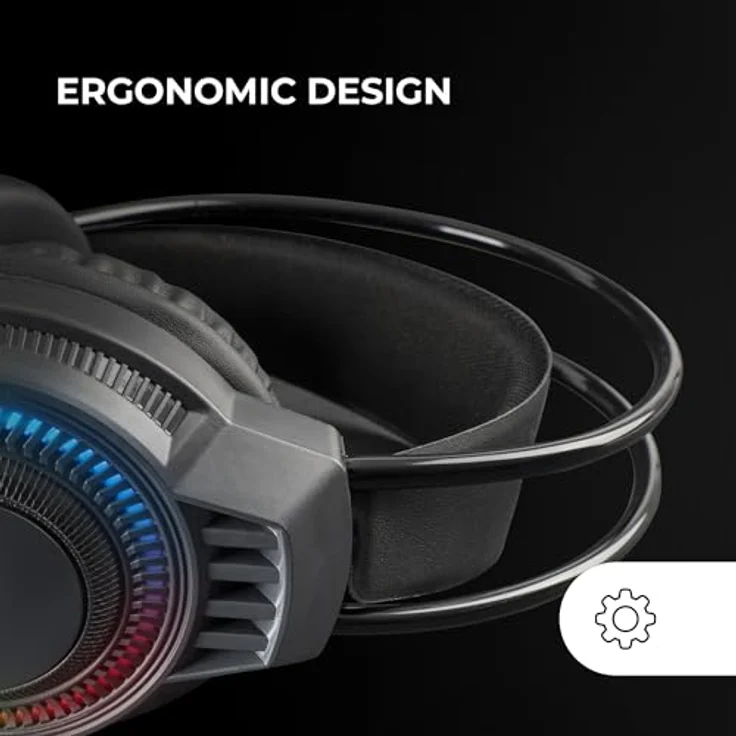 Mars Gaming MH124, Gaming-Kopfhörer mit FRGB Rainbow Beleuchtung, ergonomischem Design, flexiblem Mikrofon und Lautstärkeregler, kompatibel mit Windows, Linux, Mac, PS4, PS5, Xbox One, Xbox Series X|S, Switch, Switch 2, Schwarz – Bild 3