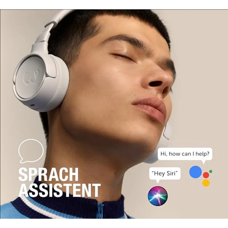 Fresh 'n Rebel Code Fuse, Bluetooth-Kopfhörer on-Ear, kabellos, 30 Stunden Spielzeit, mit Mikrofon und Sprachassistent, Lautstärkeregler und Wiedergabe/Pause-Tasten, faltbar (Ice Grey) – Bild 5