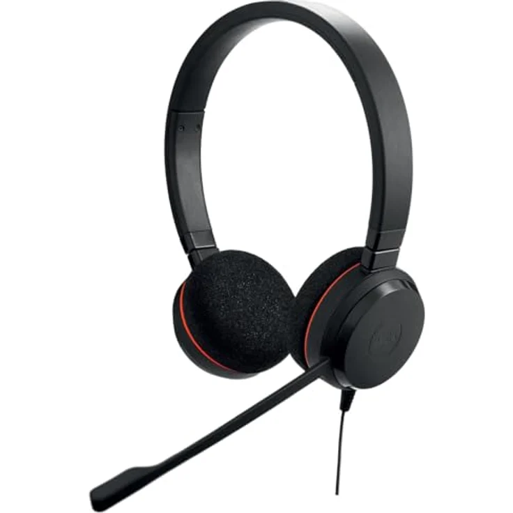 Jabra Evolve 20 Stereo Headset - Microsoft Zertifizierte Kopfhörer für VoIP Softphone mit passiver Geräuschunterdrückung - USB-C/A - Schwarz – Bild 1