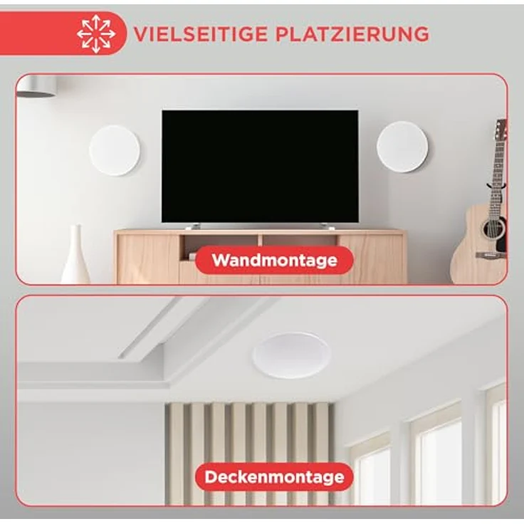 Pyle Deckenlautsprecher, 300W 2-Wege Einbaulautsprecher mit Bluetooth, austauschbare runde/quadratische Gitter, flaches Design für einfache Montage – Bild 2