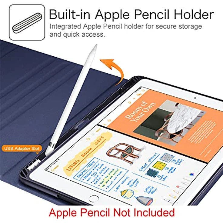 Fintie Tastatur Hülle für iPad 10.2 Zoll (9/8/ 7 Generation - 2021/2020/2019), Ozean Marmor, mit TPU Rückschale, Pencil Halter und magnetisch Abnehmbarer Tastatur – Bild 3