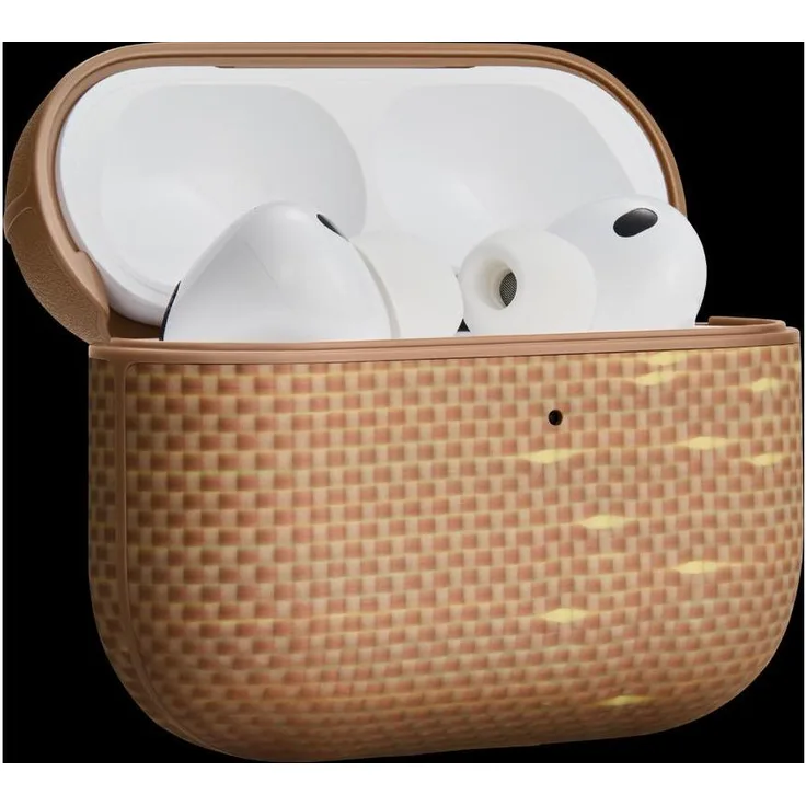 Pitaka APM2504, Aramidfaser-Hülle mit PU-Leder-Oberfläche und N52-Magneten für AirPods Pro 3, Gold