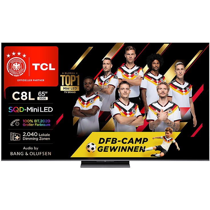 TCL 65C8L SQD-Mini LED TV, 65 Zoll UHD 4K SMART TV, flach, Schwarz