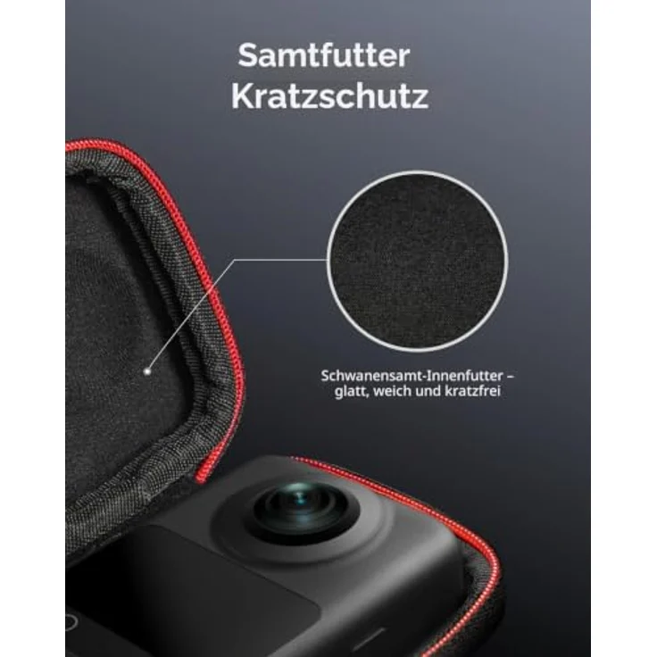 TELESIN Telesin DJI Osmo 360 Schutztasche, starren PU-Schale, weiches Samt-Innenfutter, wetterbeständig, schwarzes Design – Bild 7