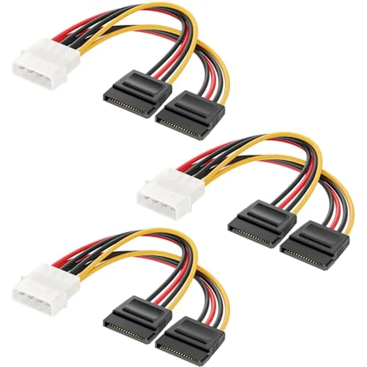 Cable Matters (3 Pack) 4 Pin Molex auf Dual SATA-Strom Y-Kabel Adapter- 6 Zoll