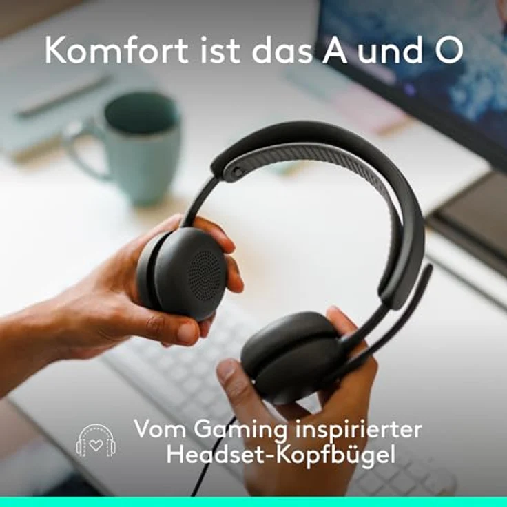 Logitech Zone Wired 2, Headset mit Geräuschunterdrückung und Adaptive Hybrid-ANC, USB-C mit USB-A-Adapter, Graphit – Bild 5