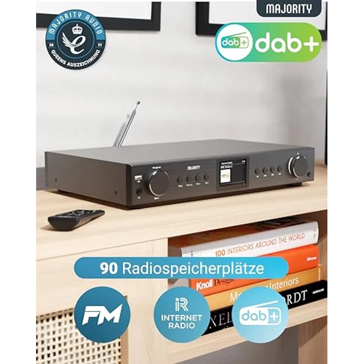 MAJORITY Fitzwilliam, DAB Plus Internetradio WLAN Tuner mit Spotify Connect, Fernbedienung und Farbdisplay, Schwarz – Bild 4