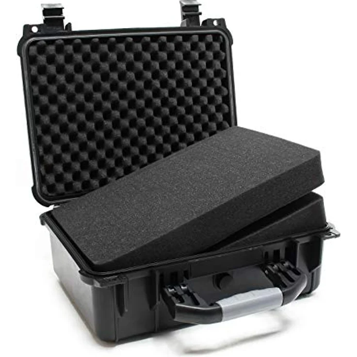 Wiltec Universalkoffer 40,6x33x17,4 cm, schwarzer wasserdichter Schutzkoffer mit Druckausgleichsventil & anpassbaren Schaumstoffmatten – Bild 1