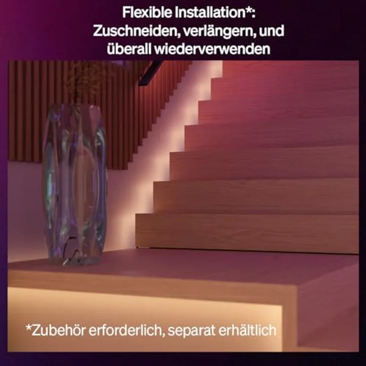 Philips Hue Flux 3m LED-Lightstrip, 1200 lm, RGBWWIC, flexible Innenbeleuchtung, Chromasync™-Farben, zuschneidbar, erweiterbar, App- und Sprachsteuerung – Bild 4