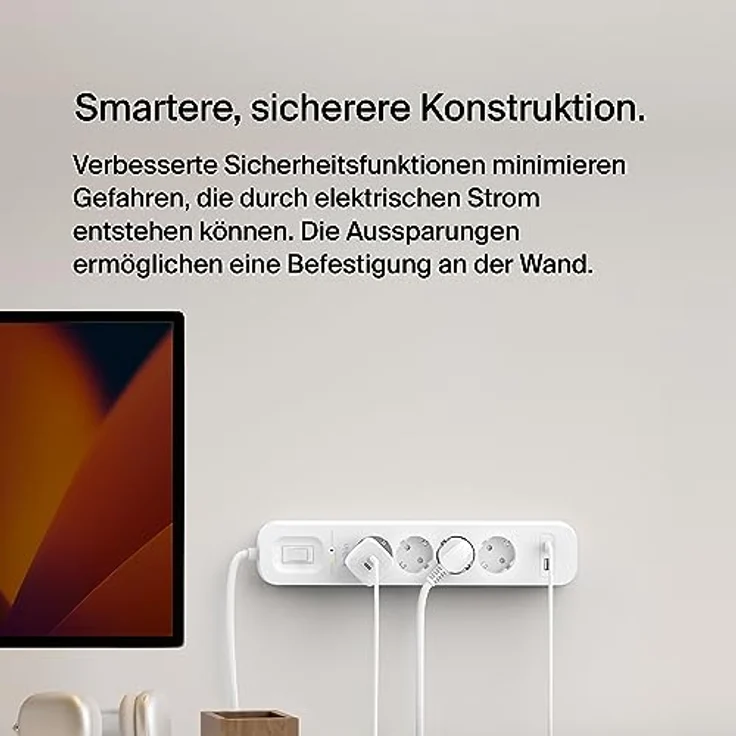 Belkin 4-Fach Steckdosenleiste mit Überspannungsschutz, Wandmontage, 4 Steckdosen, 2-m-Netzkabel, grüne Leuchtanzeige, USB-C- und USB-A-Anschluss mit USB-C PD zum Schnellladen; Schutz für 525 Joule – Bild 5