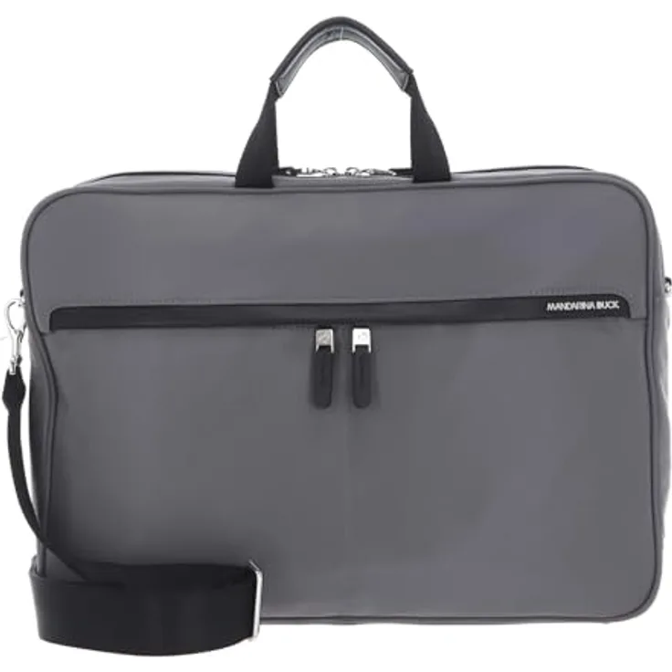 Mandarina Duck Hunter Urban Briefcase HWC02, elegante Aktentasche aus glänzendem Nylon für Laptops, grau, 42 x 10 x 29 cm