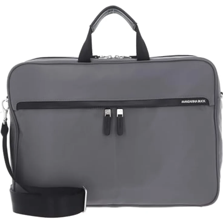 Mandarina Duck Hunter Urban Briefcase HWC02, elegante Aktentasche aus glänzendem Nylon für Laptops, grau, 42 x 10 x 29 cm – Bild 1