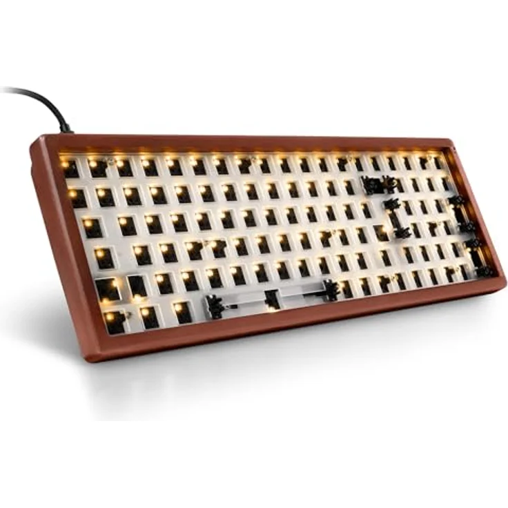 Sharkoon SKILLER SGK50 S2 Wood Barebone, RGB-Tastatur im Holzgehäuse ohne Schalter und Tastenkappen, volle Individualisierung – Bild 1