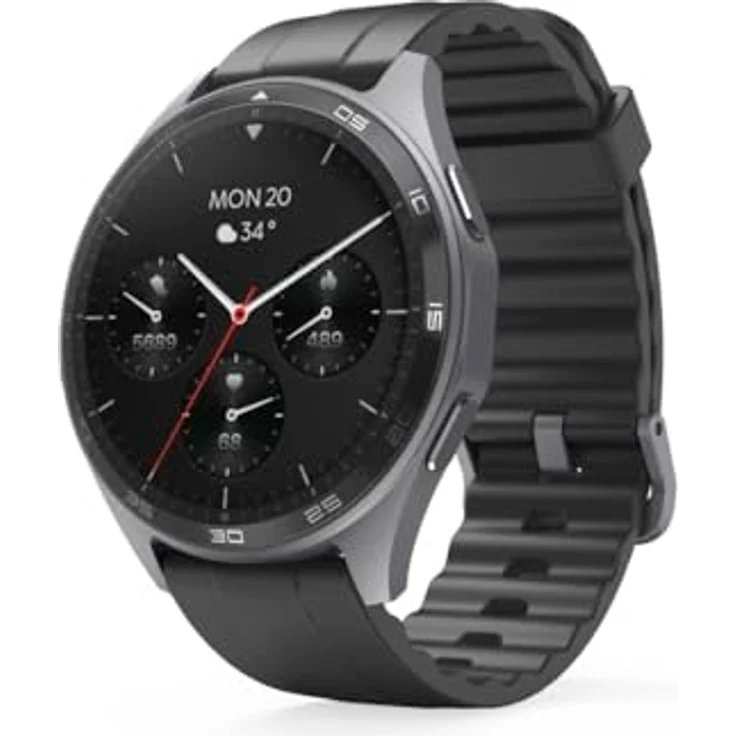 Hama Smartwatch 7010 (AMOLED Farbdisplay 1,43“, GPS, Telefonfunktion, wasserdicht, WhatsApp, Sprachassistent, Schlaftracker, 110 Sportmodi + Trainingspläne, Schrittzähler, Pulsmesser, Kalorien etc) in Schwarz – Bild 1