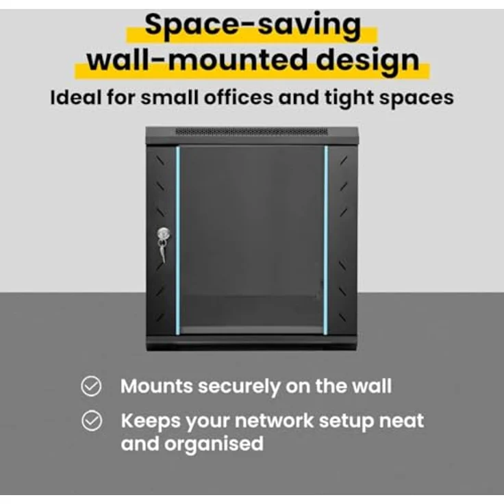 vidaXL Netzwerkschrank, Netzwerkschrank mit Speicher, Schwarz, 53 x 60 x 60 cm, Stahl – Bild 5