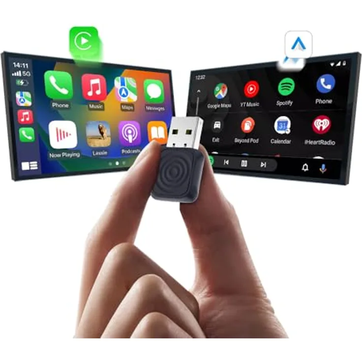 Carlinkit Wireless CarPlay & Android Auto MINI-Ultra Adapter, 2-in-1 Wireless Adapter mit USB-A und Typ-C, OTA-Upgrade, kompaktes Mini-Stick-Design