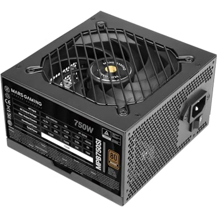 Mars Gaming MPB750SI, PC-ATX-Netzteil 750W, 7 Jahre Garantie, 80Plus Bronze 230V, 90% Effizienz, SI Extreme Silence Lüfter mit Kupferkern, AI2-RPM-, DC-DC- und SMD-Technologien, Schwarz