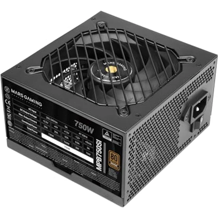 Mars Gaming MPB750SI, PC-ATX-Netzteil 750W, 7 Jahre Garantie, 80Plus Bronze 230V, 90% Effizienz, SI Extreme Silence Lüfter mit Kupferkern, AI2-RPM-, DC-DC- und SMD-Technologien, Schwarz – Bild 1