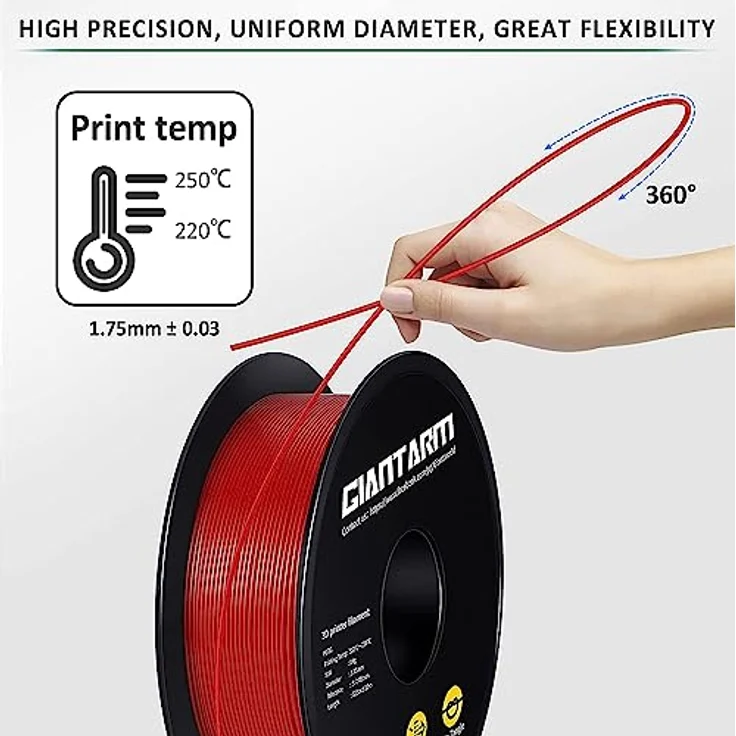 GIANTARM PETG Filament 1,75 mm rot, 1 kg Spule, korrosionsbeständig – Bild 3