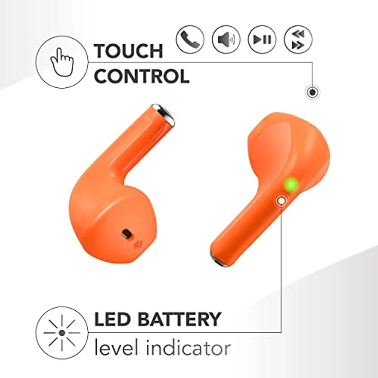 Music Sound | Swag - Kabelloses Kapsel-Headset - Wiedergabezeit bis 20 Stunden - Bluetooth - Orange – Bild 2