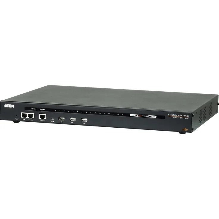 Aten SN01xxCO 16-Port Serial Over IP KVM Switch, Schwarz mit Dual-Stromversorgung und Cisco Pinbelegung