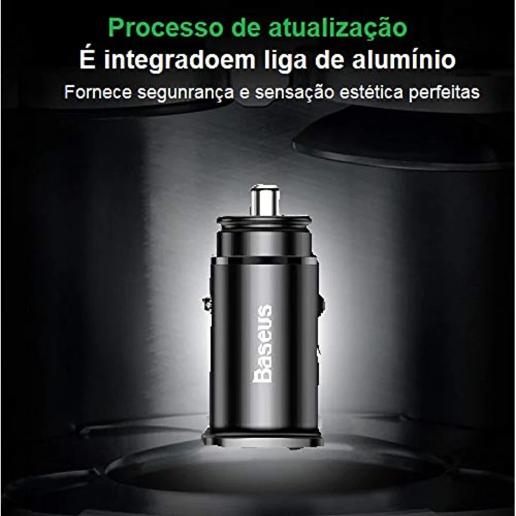 Baseus Square Metal Quick Car Charger, Schwarz, 30 W, USB Type A & USB Type A, Anzahl der USB Ports: 2, Quick Charge 3.0 – Bild 4