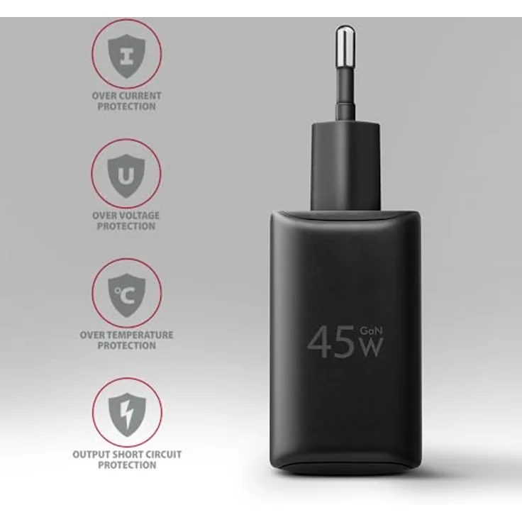Axagon ACU-PQ45 GaN USB Ladegerät, 45 W mit 2x Ports (USB-A + USB-C), PD3.0, QC4+, Schwarz – Bild 5