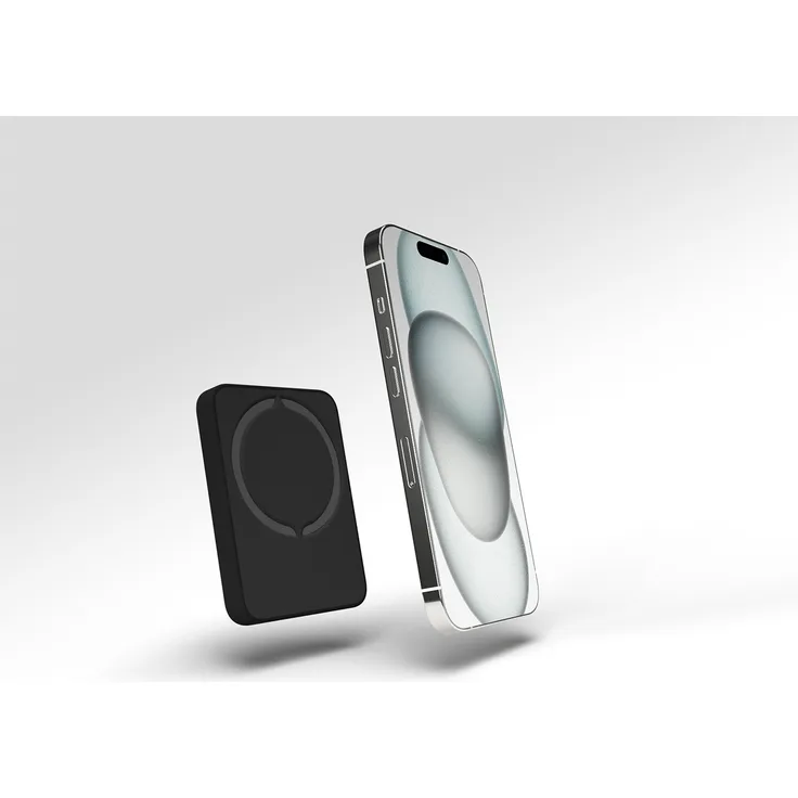 PURO Slim Power Mag 4000 mAh Powerbank, kabelloses Aufladen, MagSafe-kompatibel, ultrakompakt, Schwarz