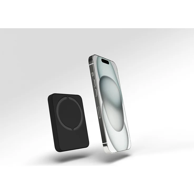 PURO Slim Power Mag 4000 mAh Powerbank, kabelloses Aufladen, MagSafe-kompatibel, ultrakompakt, Schwarz