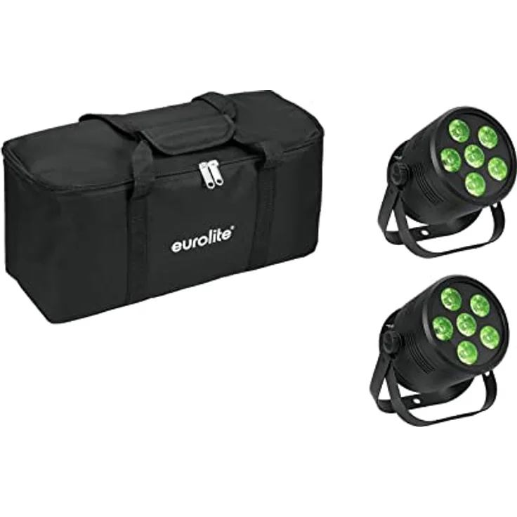 EUROLITE Set 2x LED Silent Par 6 QCL Floor sw + Soft-Bag