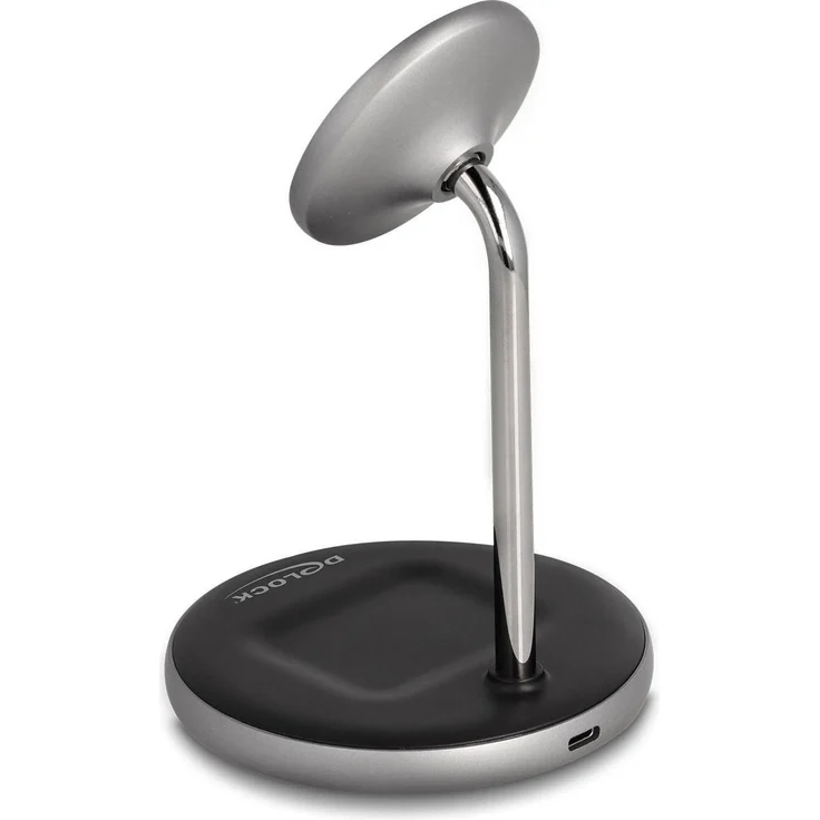 Delock Wireless Charger 2 in 1, Qi-zertifizierte Ladestation mit 15 W Schnellladung, schwarz