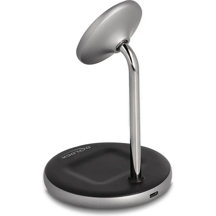 Delock Wireless Charger 2 in 1, Qi-zertifizierte Ladestation mit 15 W Schnellladung, schwarz