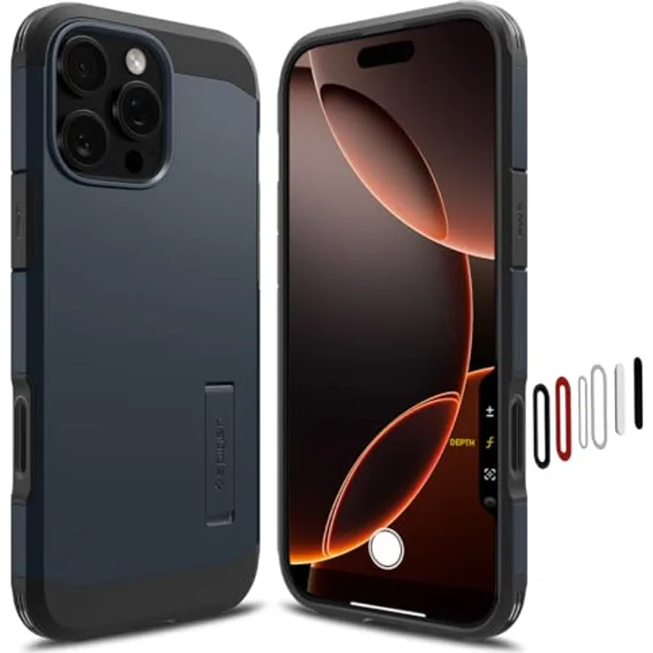 Spigen iPhone 16 Pro Max Tough Armor T (AI) MagFit Hülle -Metal Slate, Kamerasteuerung aktiviert, MagSafe kompatibel