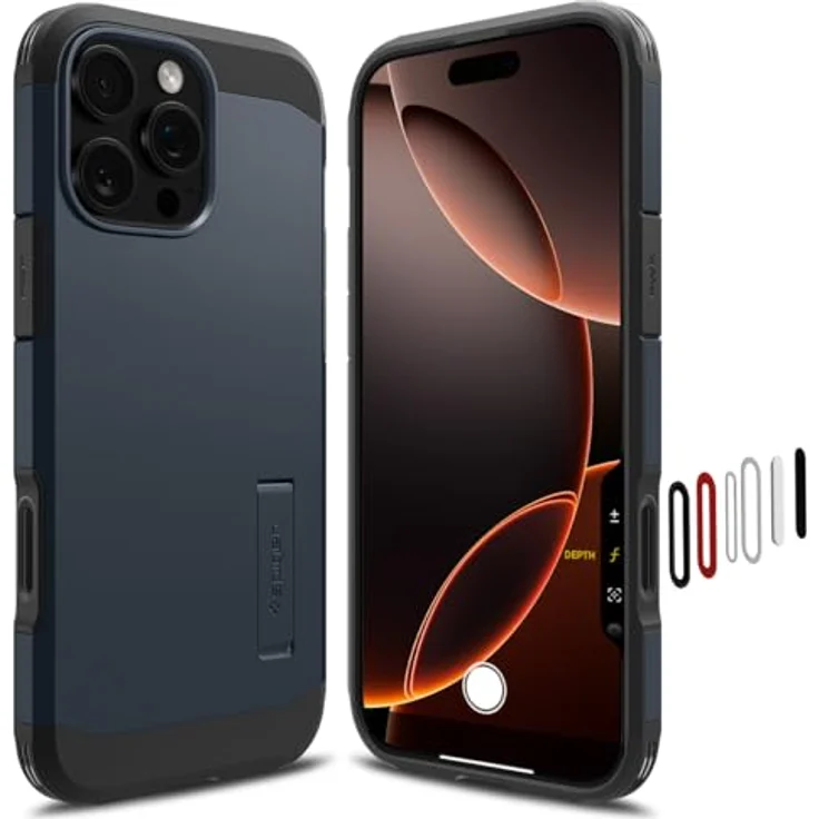 Spigen iPhone 16 Pro Max Tough Armor T (AI) MagFit Hülle -Metal Slate, Kamerasteuerung aktiviert, MagSafe kompatibel – Bild 1
