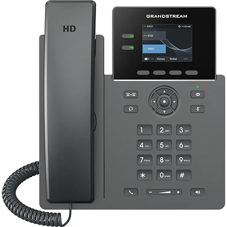 Grandstream GRP2610P, IP-Telefon in Schwarz, kabelgebundenes Mobilteil mit 2 Linien und 1000 Einträgen im Telefonbuch
