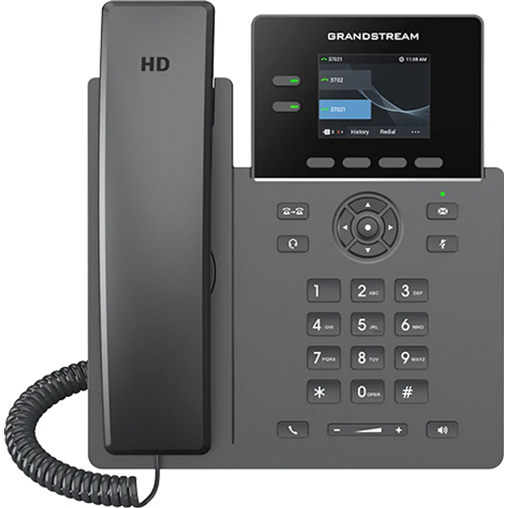 Grandstream GRP2610P, IP-Telefon in Schwarz, kabelgebundenes Mobilteil mit 2 Linien und 1000 Einträgen im Telefonbuch