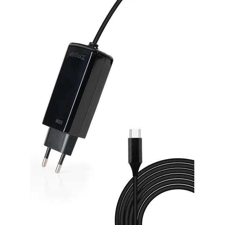 Tooq Technology TQLC-USBCGAN100PD-C, USB Ladegerät mit 100 W Leistung, Schwarz, USB-C Power Delivery, kompakt und leicht