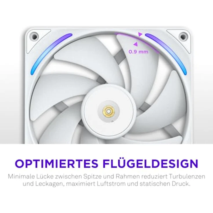 NZXT F140X Performance-Lüfter, 140mm PWM RGB Gehäuselüfter mit LCP-Rahmen, magnetischem Fluid-Dynamic-Lager und maximaler Luftförderung, weiß – Bild 4